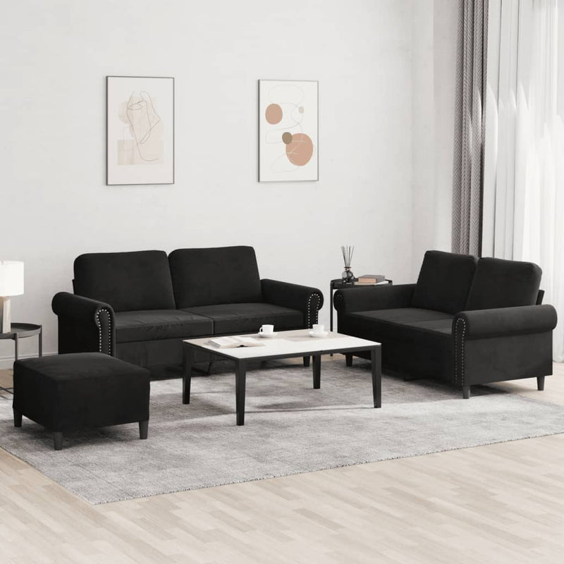 3-Delige Loungeset Met Kussens Fluweel