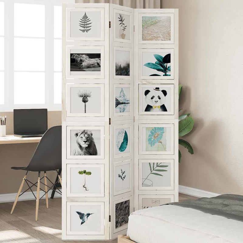 Kamerscherm Met 6 Panelen Massief Paulowniahout Wit