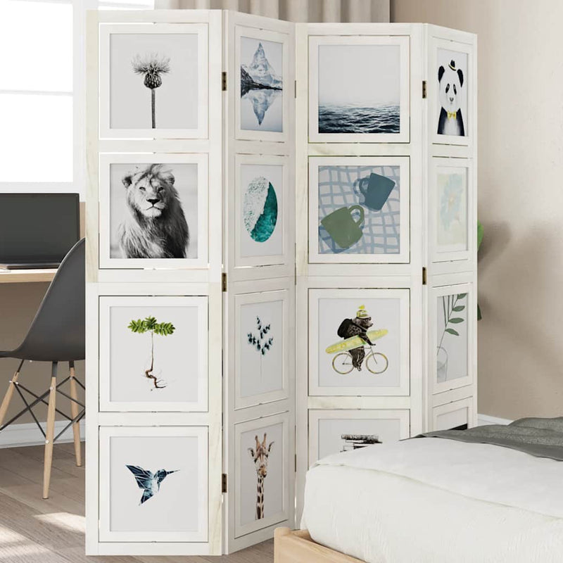 Kamerscherm Met 6 Panelen Massief Paulowniahout Wit