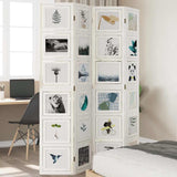 Kamerscherm Met 6 Panelen Massief Paulowniahout Wit