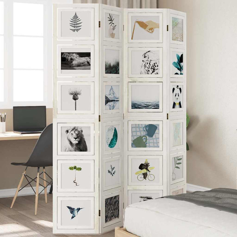 Kamerscherm Met 6 Panelen Massief Paulowniahout Wit