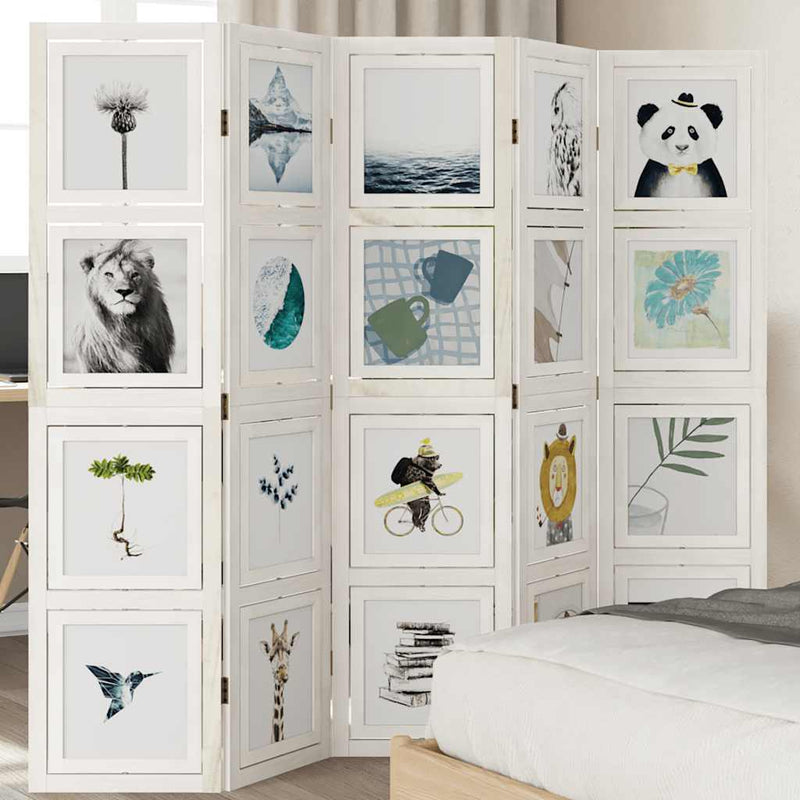 Kamerscherm Met 6 Panelen Massief Paulowniahout Wit