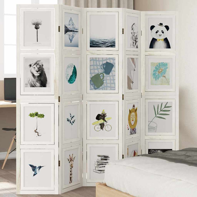 Kamerscherm Met 6 Panelen Massief Paulowniahout Wit