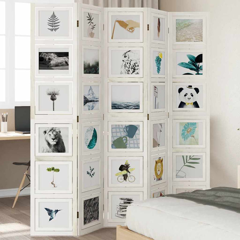 Kamerscherm Met 6 Panelen Massief Paulowniahout Wit