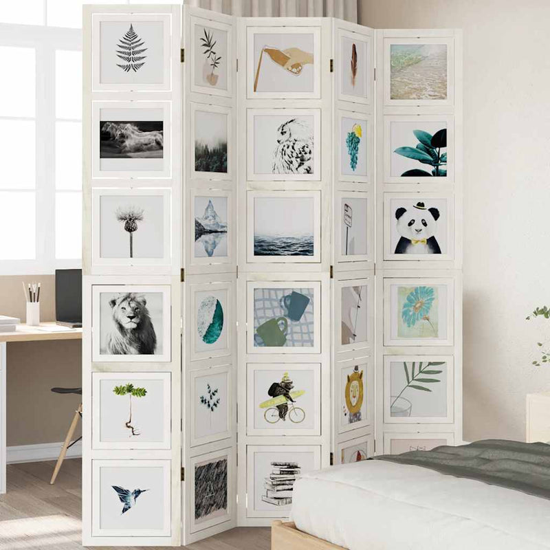 Kamerscherm Met 6 Panelen Massief Paulowniahout Wit