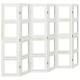 Kamerscherm Met 6 Panelen Massief Paulowniahout Wit