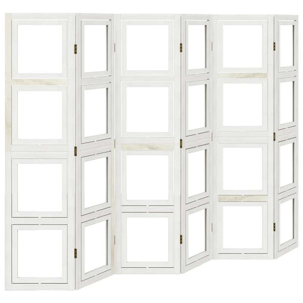 Kamerscherm Met 6 Panelen Massief Paulowniahout Wit