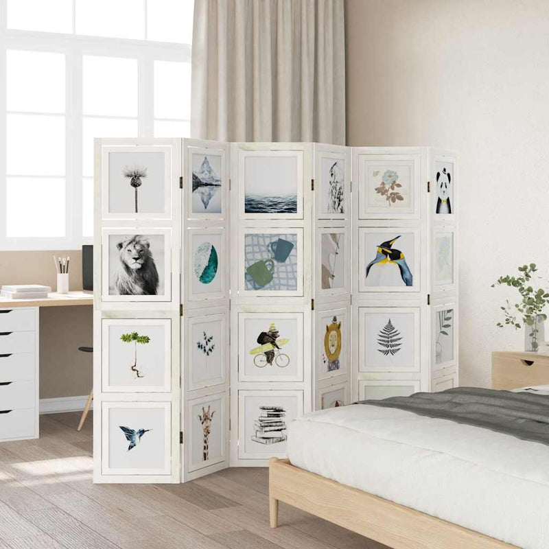 Kamerscherm Met 6 Panelen Massief Paulowniahout Wit