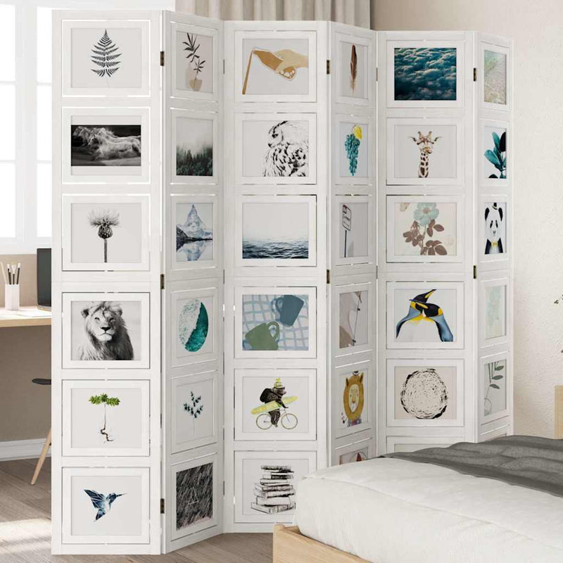 Kamerscherm Met 6 Panelen Massief Paulowniahout Wit