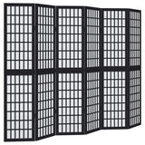 Kamerscherm Met 6 Panelen Massief Paulowniahout Zwart