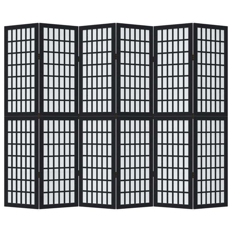 Kamerscherm Met 6 Panelen Massief Paulowniahout Zwart