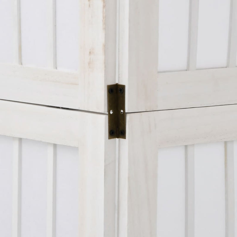 Kamerscherm Met 4 Panelen Massief Paulowniahout Wit