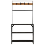 Kapstok 90X35X180 Cm Massief Mangohout En Ijzer