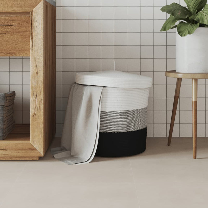 Opbergmand Met Deksel Ø 40X35 Cm Katoen Wit En