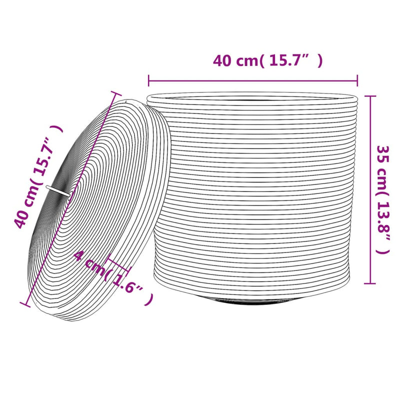 Opbergmand Met Deksel Ø 40X35 Cm Katoen Wit En