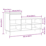 Schoenenkast 102X36X60 Cm Bewerkt Hout Sonoma Grijs