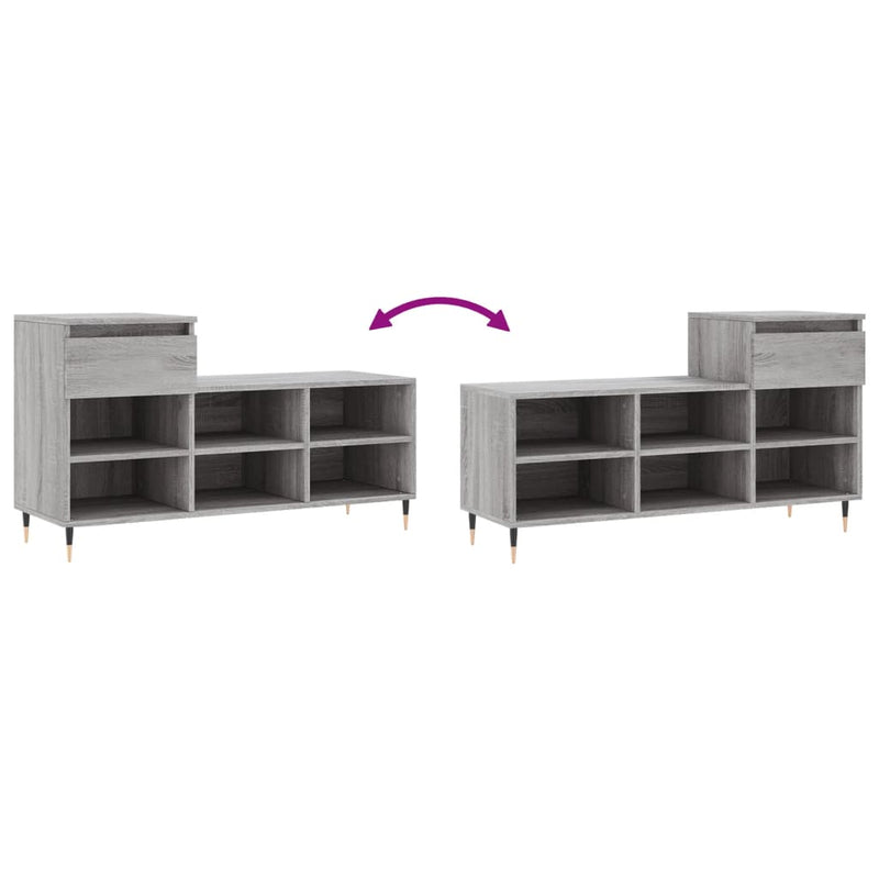 Schoenenkast 102X36X60 Cm Bewerkt Hout Sonoma Grijs