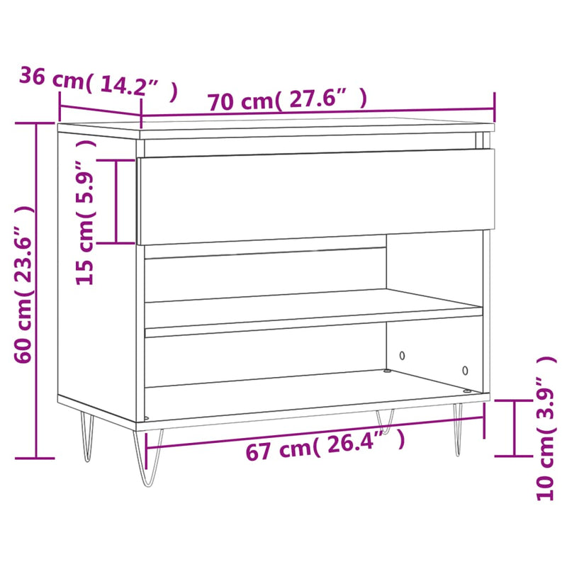 Schoenenkast 70X36X60 Cm Bewerkt Hout