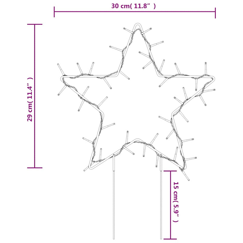 Kerstverlichting Ster 3 St Met Grondpinnen 50 Led's 29 Cm Wit