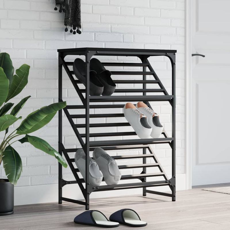 Schoenenrek 90X30X Bewerkt Hout Zwart