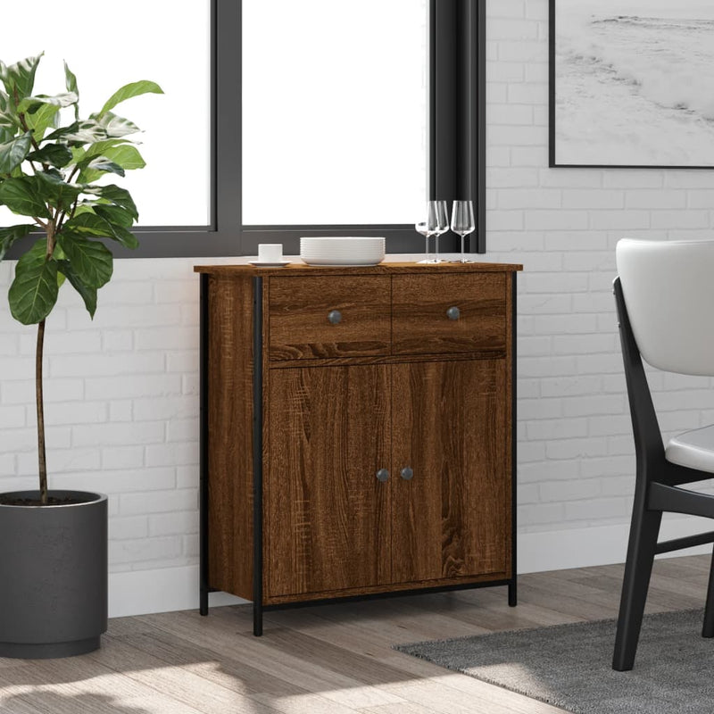 Dressoir 70X30X80 Cm Bewerkt Hout En Staal Kleurig