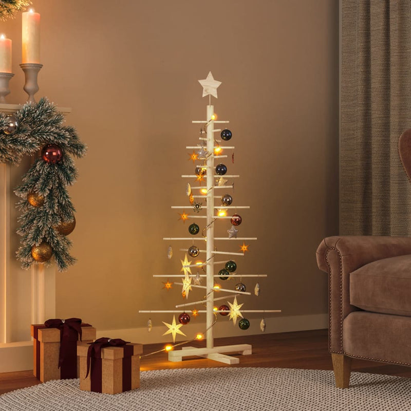 Kerstdecoratie Kerstboom Massief Grenenhout Naturel (Onafgewerkt)