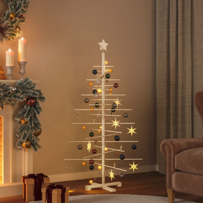 Kerstdecoratie Kerstboom Massief Grenenhout Naturel (Onafgewerkt)
