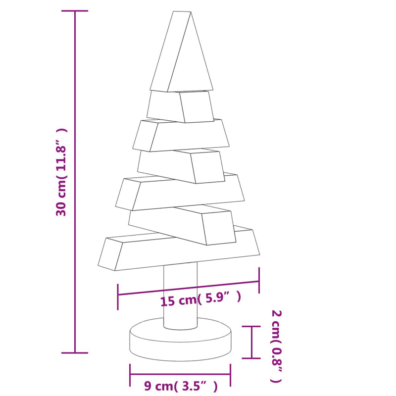 Kerstdecoraties Kerstboom 2 St 30 Cm Massief Grenenhout Naturel (Onafgewerkt)