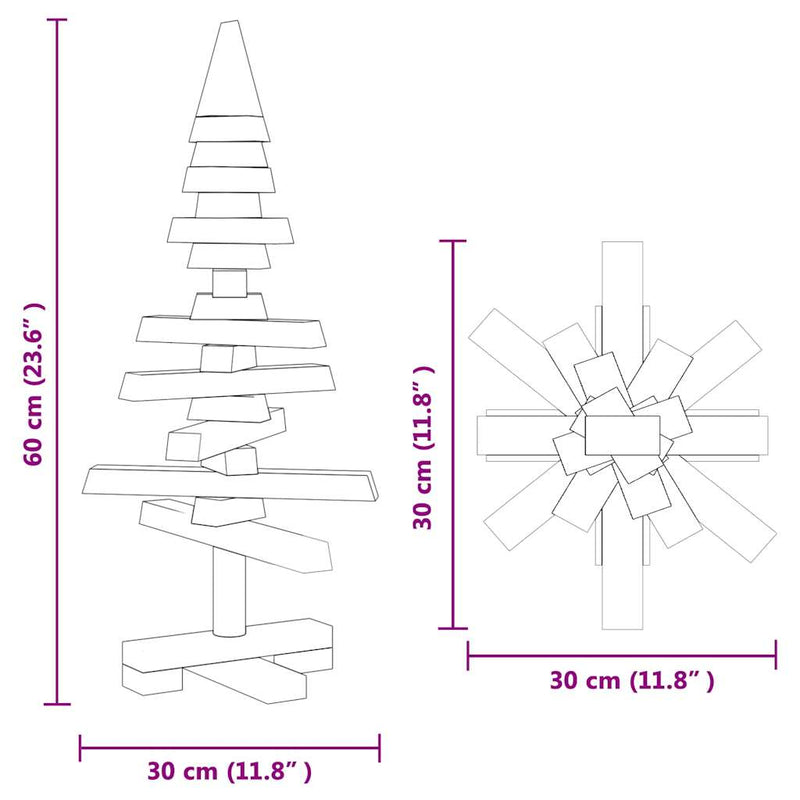 Kerstdecoratie Kerstboom Massief Grenenhout Naturel (Onafgewerkt)