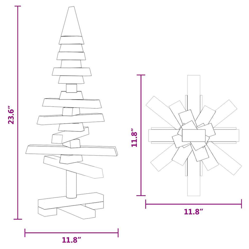 Kerstdecoratie Kerstboom Massief Grenenhout Naturel (Onafgewerkt)