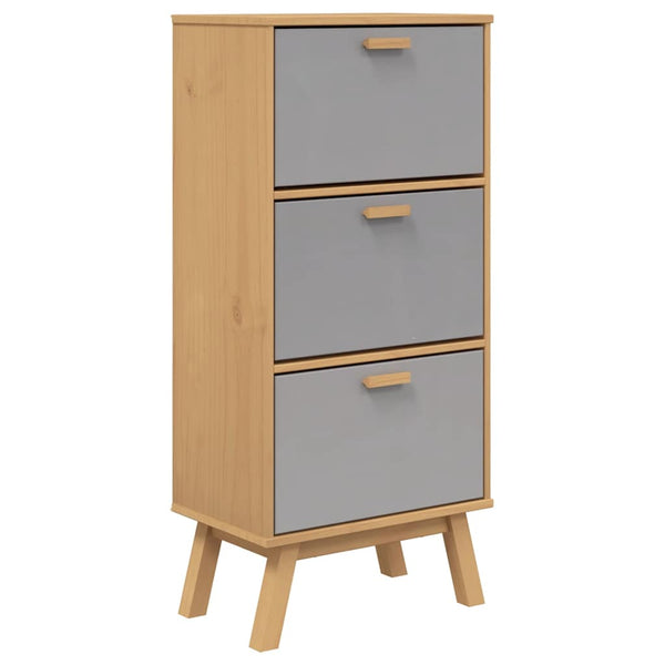 Schoenenkast Olden 55X35X Grenenhout Grijs En Bruin
