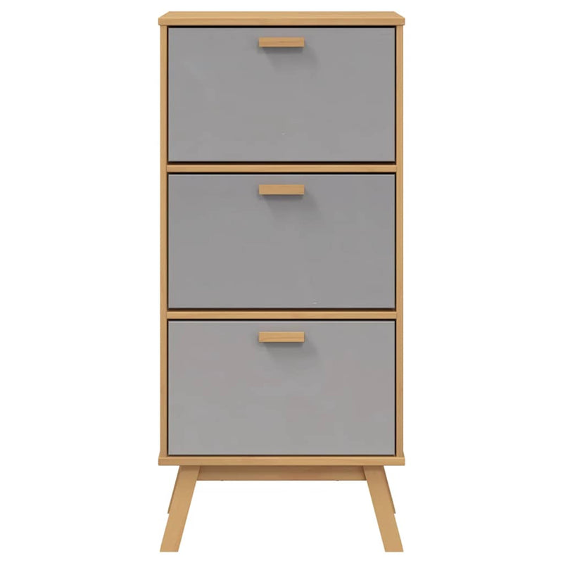 Schoenenkast Olden 55X35X Grenenhout Grijs En Bruin