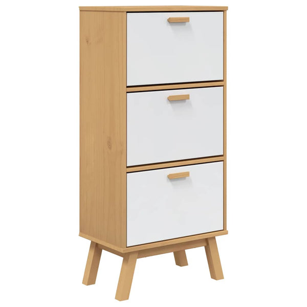 Schoenenkast Olden 55X35X Grenenhout Wit En Bruin