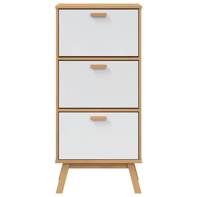 Schoenenkast Olden 55X35X Grenenhout Wit En Bruin