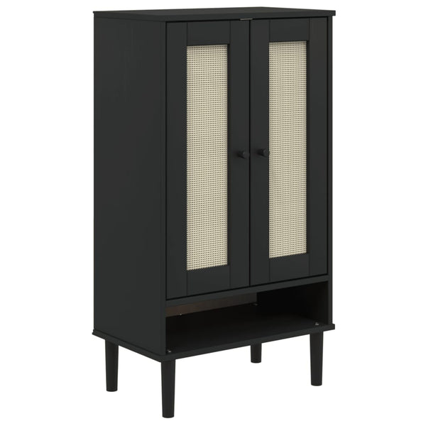 Schoenenkast Senja 59,5X35X107 Cm Rattan Look Grenenhout