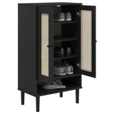 Schoenenkast Senja 59,5X35X107 Cm Rattan Look Grenenhout