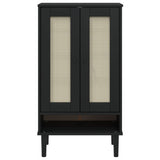 Schoenenkast Senja 59,5X35X107 Cm Rattan Look Grenenhout