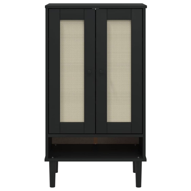 Schoenenkast Senja 59,5X35X107 Cm Rattan Look Grenenhout