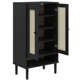 Schoenenkast Senja 59,5X35X107 Cm Rattan Look Grenenhout
