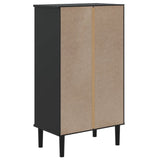 Schoenenkast Senja 59,5X35X107 Cm Rattan Look Grenenhout