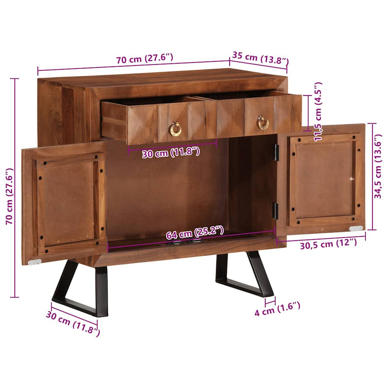 Ladekast 70X35X70 Cm Massief Acaciahout