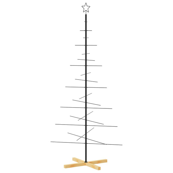Kerstdecoratie Kerstboom Met Houten Basis Metaal Zwart Zwart