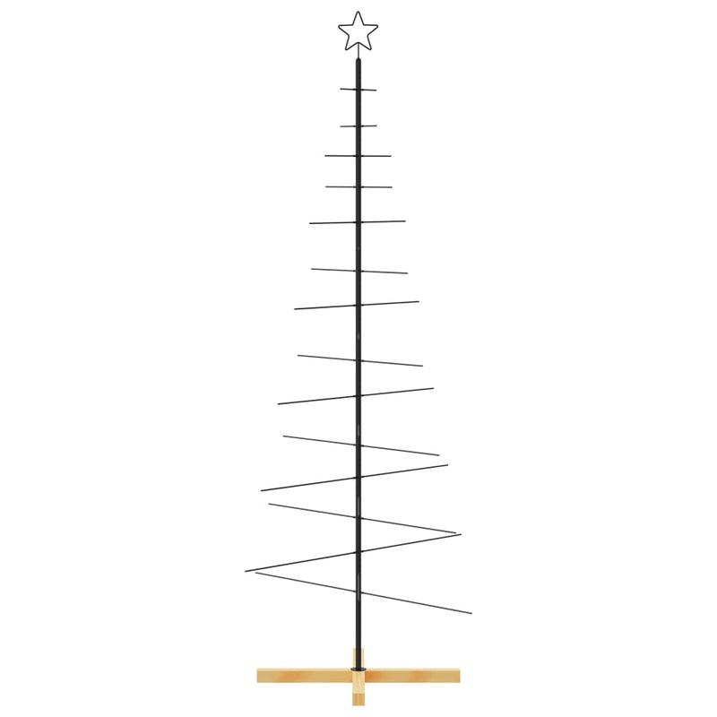 Kerstdecoratie Kerstboom Met Houten Basis Metaal Zwart Zwart
