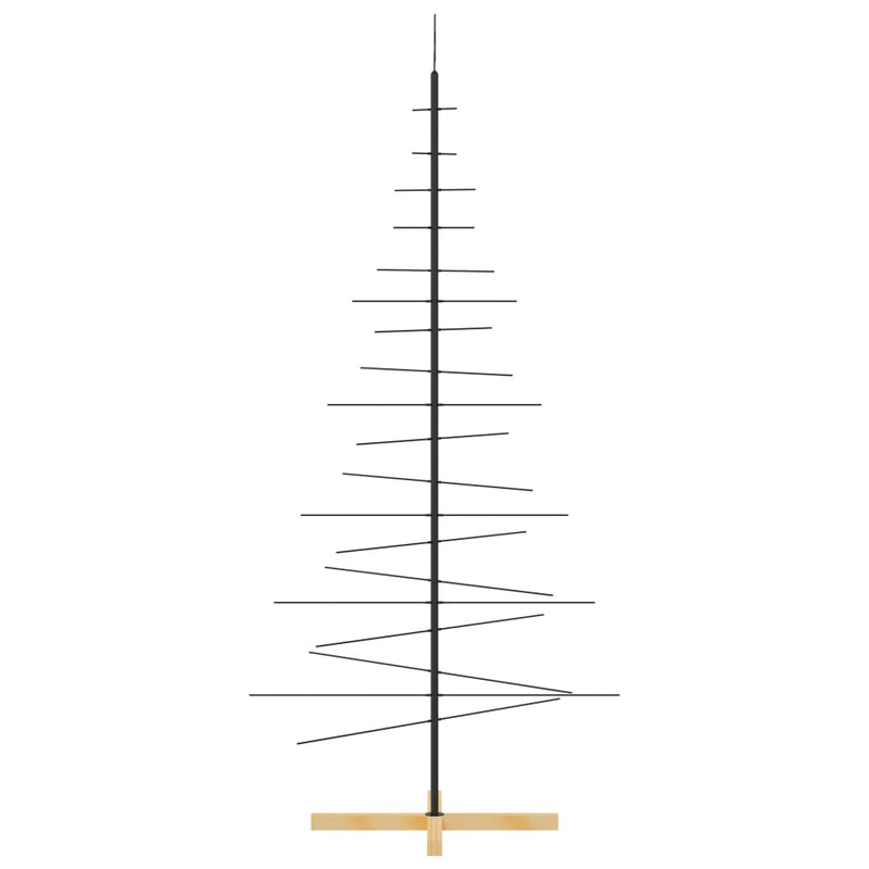 Kerstdecoratie Kerstboom Met Houten Basis Metaal Zwart Zwart