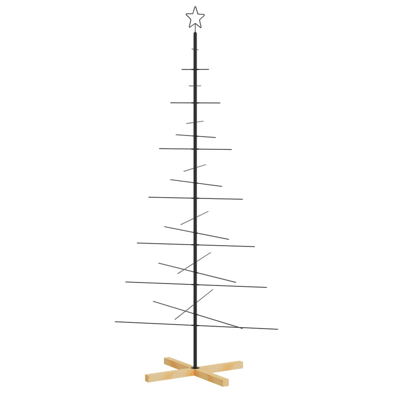 Kerstdecoratie Kerstboom Met Houten Basis Metaal Zwart Zwart