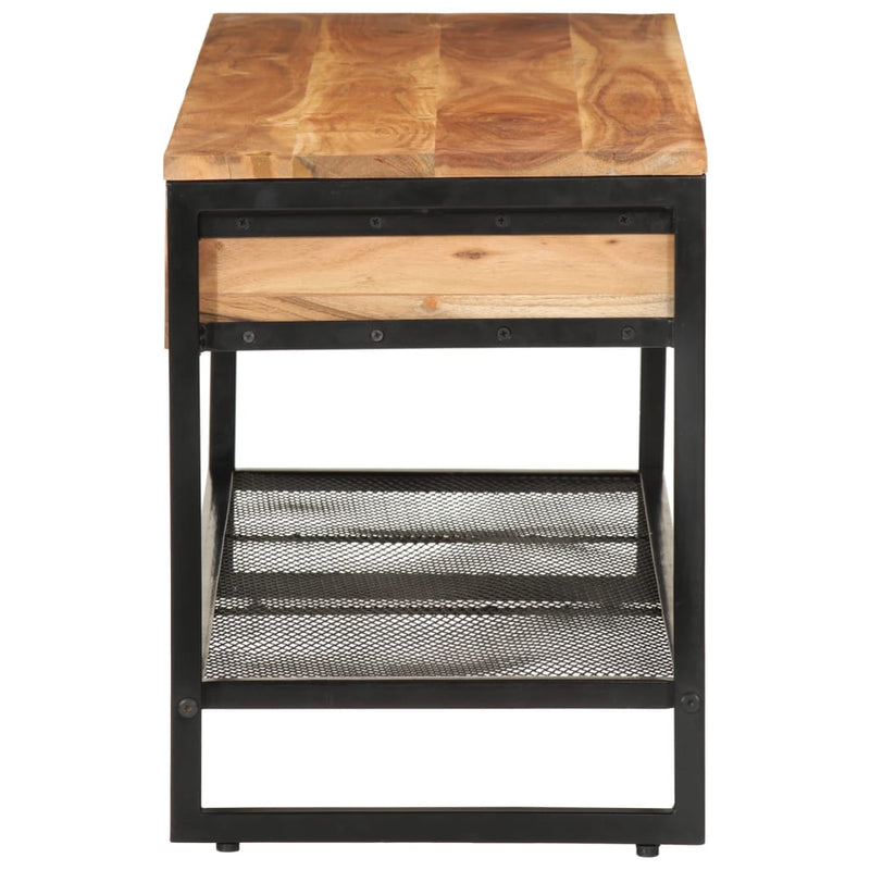 Schoenenbankje 110X35X45 Cm Massief Acaciahout En Ijzer Betongrijs