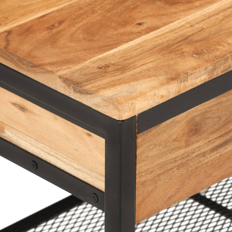 Schoenenbankje 110X35X45 Cm Massief Acaciahout En Ijzer Betongrijs