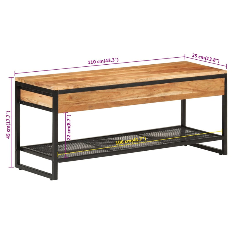 Schoenenbankje 110X35X45 Cm Massief Acaciahout En Ijzer Betongrijs