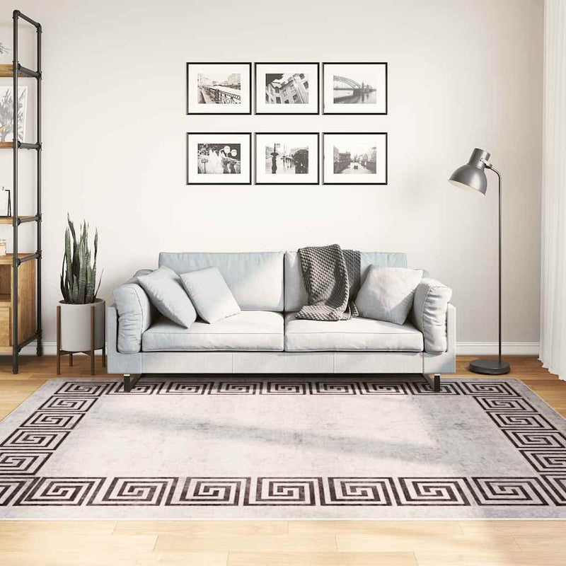Vloerkleed Wasbaar Anti-Slip Licht Beige En Zwart