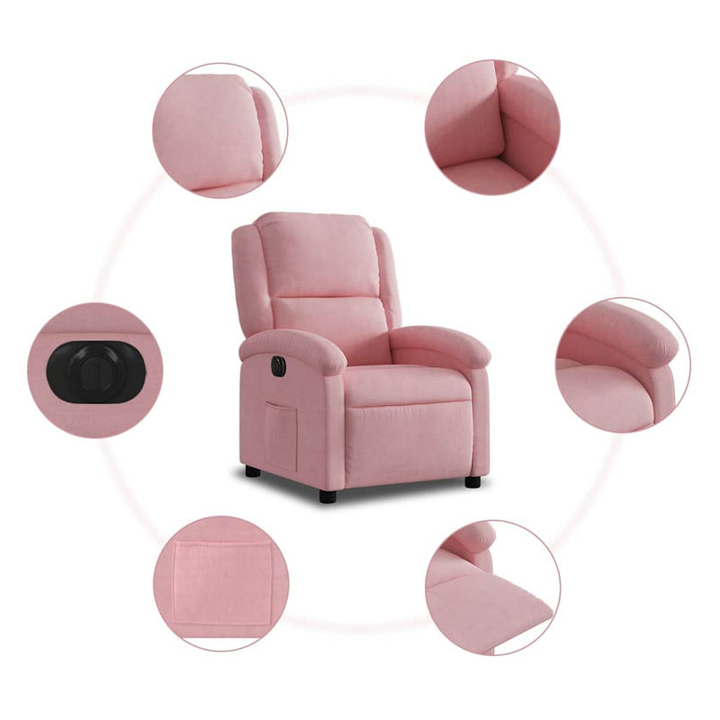 Fauteuil Elektrisch Fluweel Roze